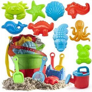Sand Toys Toddler 19 piece Beach Backback Set 6" Bucket Shovel Rake more New Bag